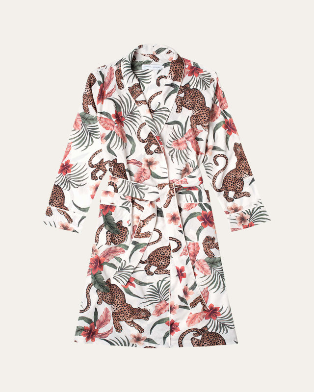 Animal-Print Piped Organic Cotton Rob